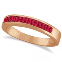 Princess-Cut Channel-Set Stackable Ruby Ring 14k Rose Gold 1.00ct