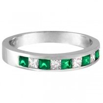 Princess-Cut Lab Grown Diamond & Emerald Ring 14k White Gold (0.73ct)