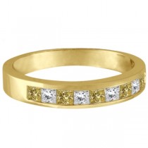 Princess-Cut Yellow Canary & White Diamond Ring Band 14k Yellow Gold