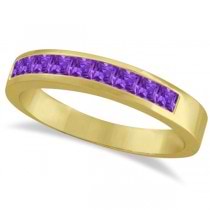 Princess-Cut Channel-Set Stackable Amethyst Ring 14k Yellow Gold 1.00ct