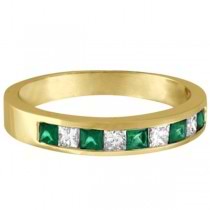 Princess-Cut Lab Grown Diamond & Emerald Ring 14k Yellow Gold (0.73ct)