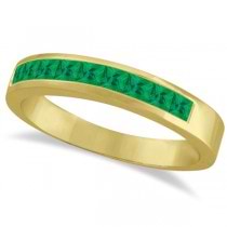 Princess-Cut Channel-Set Stackable Emerald Ring 14k Yellow Gold 1.00ct