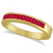 Princess-Cut Channel-Set Stackable Ruby Ring 14k Yellow Gold 1.00ct