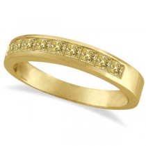Princess-Cut Channel-Set Yellow Canary Diamond Ring Band 14k Y. Gold