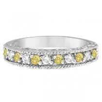 Fancy Yellow Canary & White Diamond Ring Anniversary Band 14k White Gold (0.30ct)