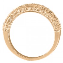 Diamond & Amethyst Band Filigree Design Ring 14k Rose Gold (0.60ct)