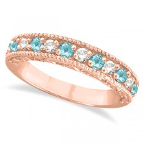 Aquamarine & Diamond Band Filigree Ring Design 14k Rose Gold (0.60ct)