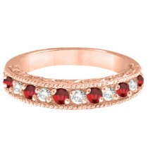 Diamond and Ruby Ring Anniversary Band 14k Rose Gold (0.59ct)