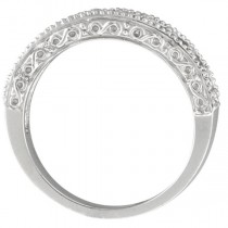 Diamond & Amethyst Band Filigree Design Ring 14k White Gold (0.60ct)