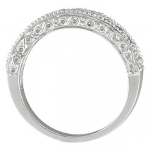 Citrine & Diamond Band Filigree Ring Design 14k White Gold (0.60ct)
