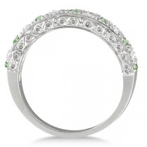 Diamond & Green Amethyst Filigree Design Ring 14k White Gold (0.60ct)