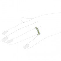 Diamond & Peridot Band Filigree Design Ring 14k White Gold (0.60ct)
