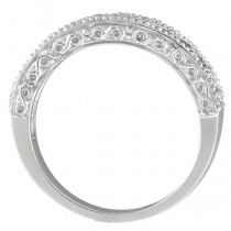 Diamond & Tanzanite Band Filigree Design Ring 14k White Gold (0.60ct)
