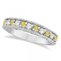 Fancy Yellow Canary & White Diamond Ring Band 14k White Gold (0.50ct)