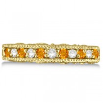 Citrine & Diamond Band Filigree Ring Design 14k Yellow Gold (0.60ct)