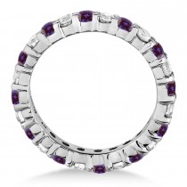 Purple Lab Alexandrite & Diamond Eternity Ring Band 14k White Gold (1.07ct)