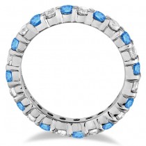 Fancy Blue & Lab White Diamond Eternity Ring Band 14k White Gold (1.07ct)