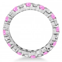 Pink Sapphire & Diamond Eternity Ring Band 14k White Gold (1.07ct)