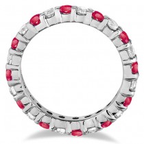 Ruby & Diamond Eternity Ring Band 14k White Gold (1.07ct)