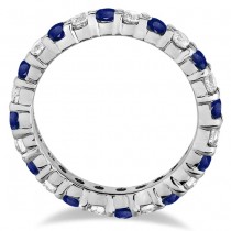 Lab Blue Sapphire & Lab Grown Diamond Eternity Ring Band 14k White Gold (1.07ct)