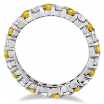 Yellow Sapphire & Diamond Eternity Ring Band 14k White Gold (1.07ct)