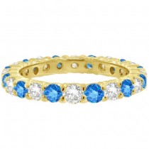 Fancy Blue & White Diamond Eternity Ring Band 14k Yellow Gold (1.07ct)