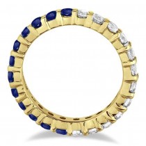 Half Diamond & Half Blue Sapphire Eternity Ring Band 14K Yellow Gold (2.50ct)