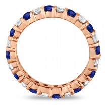 Eternity Lab Grown Blue & White Diamond Ring Band 14k Rose Gold (2.50ct)