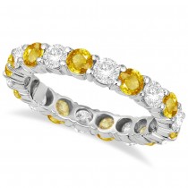 Eternity Diamond & Yellow Sapphire Ring Band 14k White Gold (3.50ct)