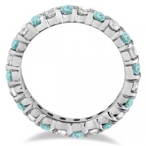 Eternity Lab Grown Diamond & Aquamarine Ring Band 14k White Gold (2.40ct)