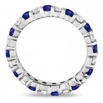 Eternity Blue & White Diamond Ring Band 14k White Gold (2.50ct)