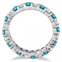 Fancy Blue & White Diamond Eternity Ring Band 14k White Gold (2.00ct)
