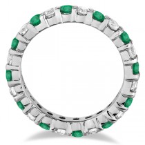 Eternity Lab Grown Diamond & Emerald Ring Band 14k White Gold (2.35ct)