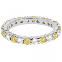 Canary Yellow & White Diamond Eternity Ring 14k White Gold (2.00ct)
