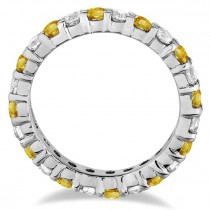 Eternity Diamond & Yellow Sapphire Ring Band 14k White Gold (2.35ct)