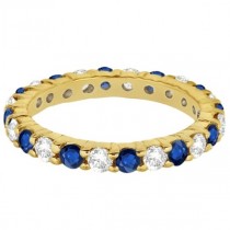 Eternity Lab Grown Diamond & Blue Sapphire Ring Band 14k Yellow Gold (2.35ct)