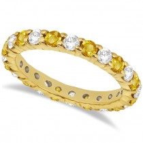 Eternity Diamond & Yellow Sapphire Ring Band 14k Yellow Gold (2.35ct)