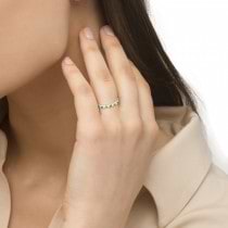Princess-Cut Peridot & Diamond Eternity Ring 14k White Gold (1.26ct)