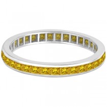 Princess-Cut Yellow Sapphire Eternity Ring Band 14k White Gold (1.36ct)