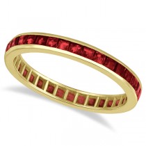 Princess-Cut Garnet Eternity Ring Band 14k Yellow Gold (1.20ct)