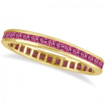 Princess-Cut Pink Sapphire Eternity Ring Band 14k Yellow Gold (1.36ct)