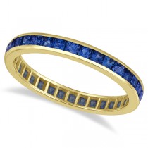 Princess-Cut Blue Sapphire Eternity Ring Band 14k Yellow Gold (1.36ct)