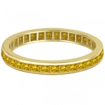 Princess-Cut Yellow Sapphire Eternity Ring Band 14k Yellow Gold (1.36ct)