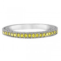 Fancy Yellow Canary Diamond Stackable Ring Band 14Kt White Gold  (0.31ct)