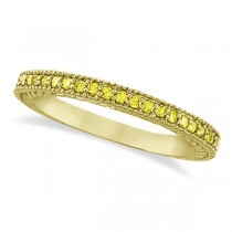 Fancy Yellow Canary Diamond Stackable Ring Band 14Kt Gold  (0.31ct)
