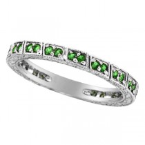 Emerald Stackable Ring Band 14k White Gold