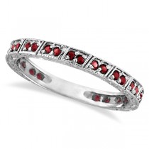 Garnet Stackable Ring Anniversary Band in 14k White Gold (0.27ct)