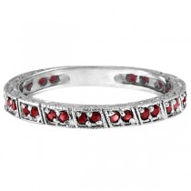 Garnet Stackable Ring Anniversary Band in 14k White Gold (0.27ct)