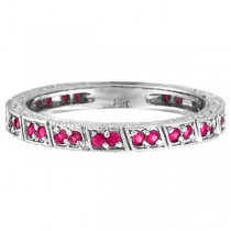 Pink Sapphire Stackable Anniversary Band in 14k White Gold
