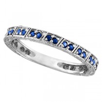 Blue Sapphire Stackable Ring Anniversary Band in Palladium